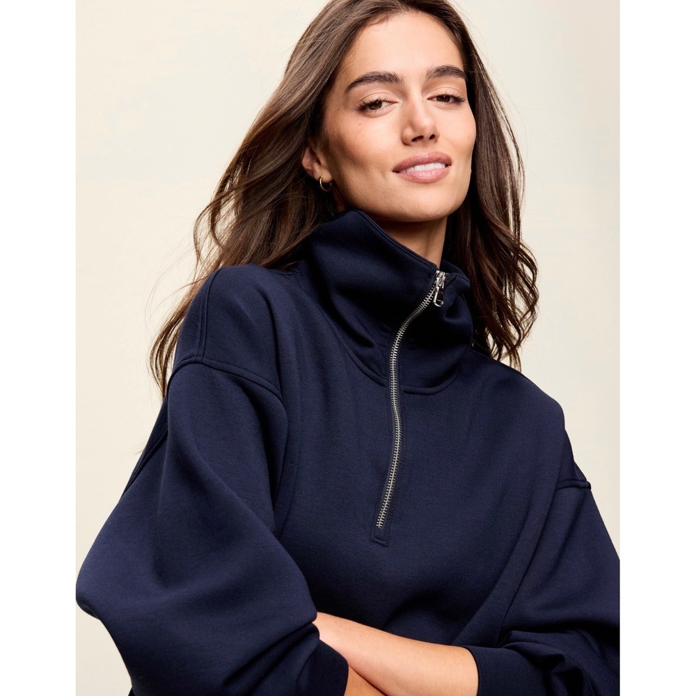 Old Navy Womens Bounce Fleece Half-Zip Pullover Sweatshirt Navy Blue L